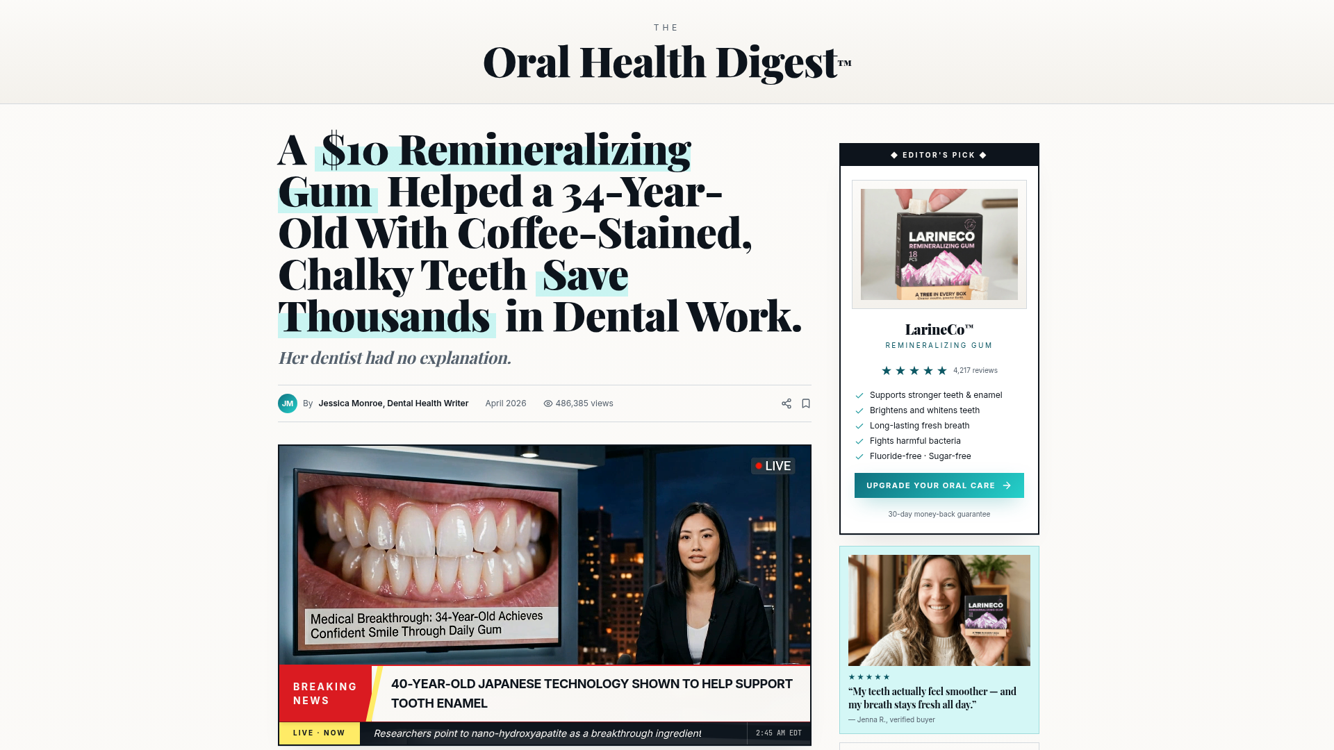 Larineco™ — A $10 Remineralizing Gum Helped a 34-Year-Old Save Thousands in Dental Work