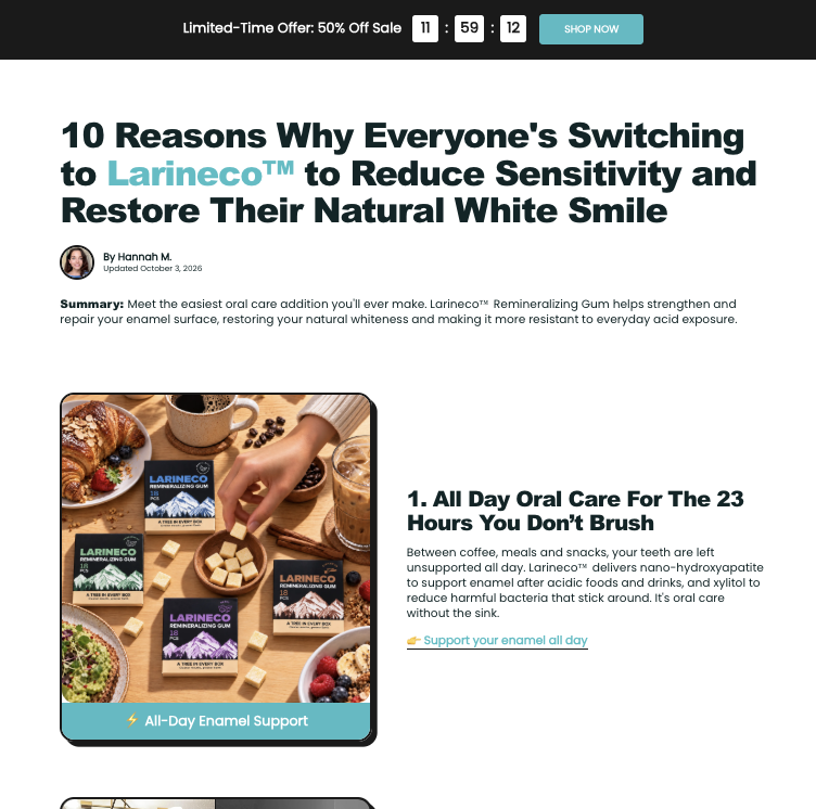 10 Reasons Why Everyone's Switching to Larineco™ to Reduce Sensitivity and Restore Their Natural White Smile