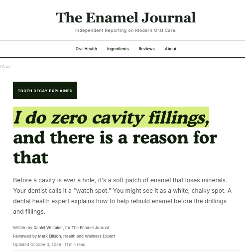 I do zero cavity fillings, and there is a reason for that
