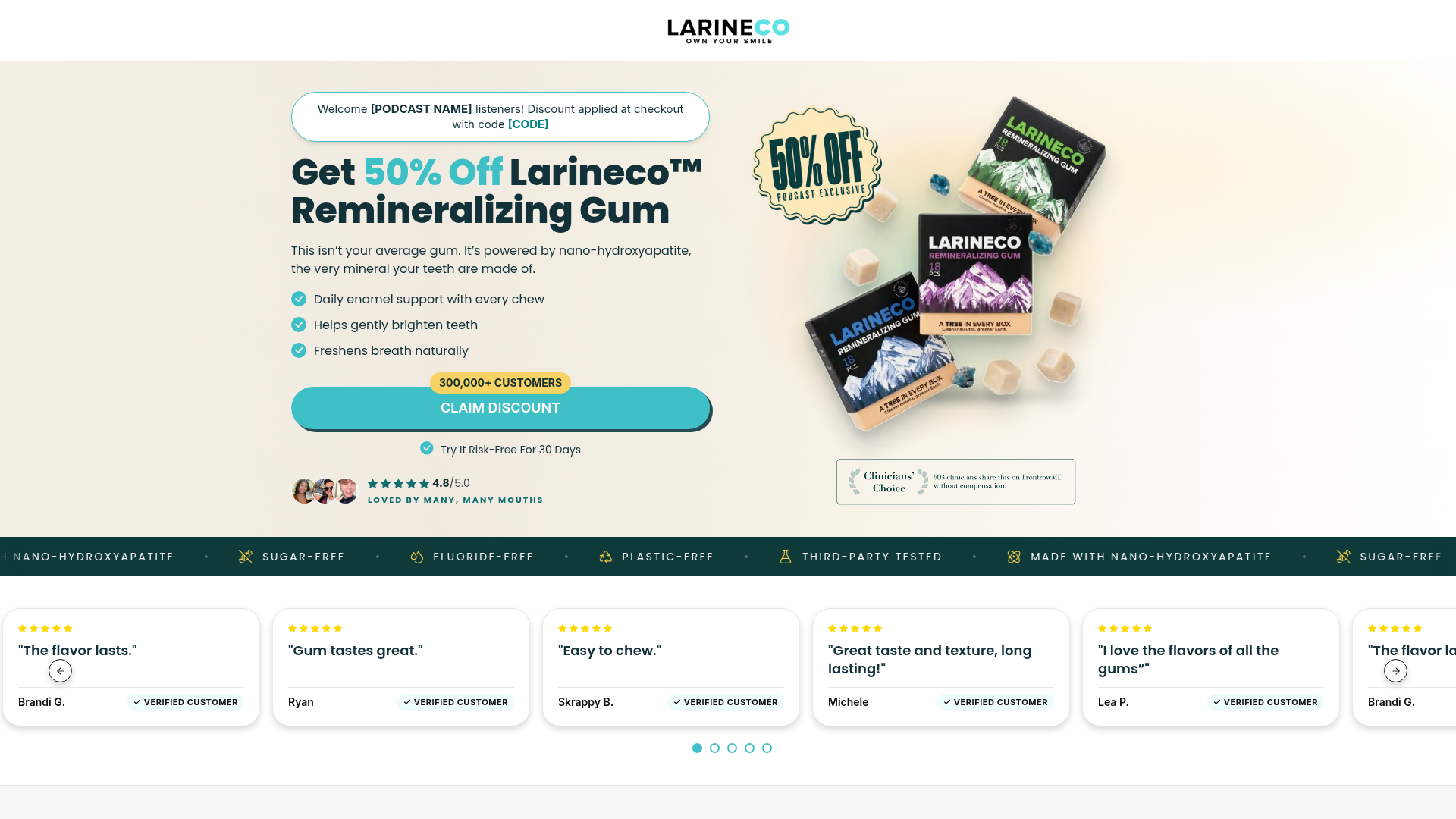 Larineco™ — Personalized Podcast Landing Page