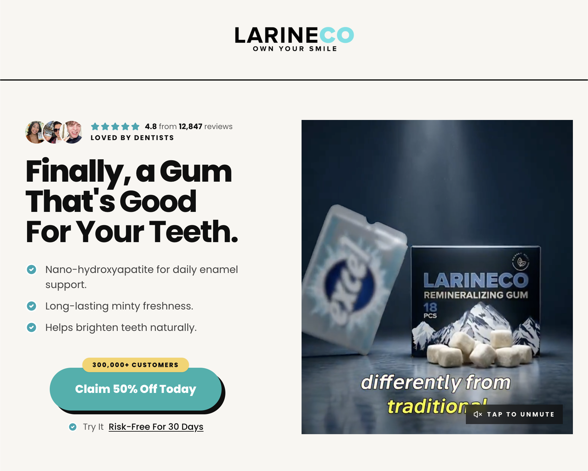 Larineco gum landing page